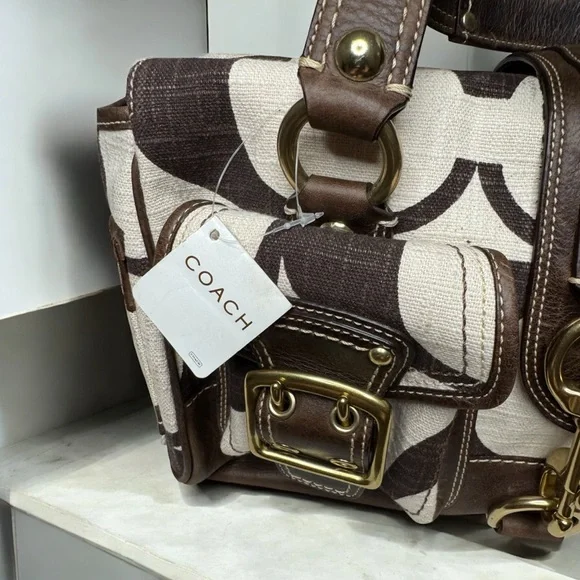 New Coach Legacy Mandy Cream & Brown Handbag Y2K - Picture 4 of 14